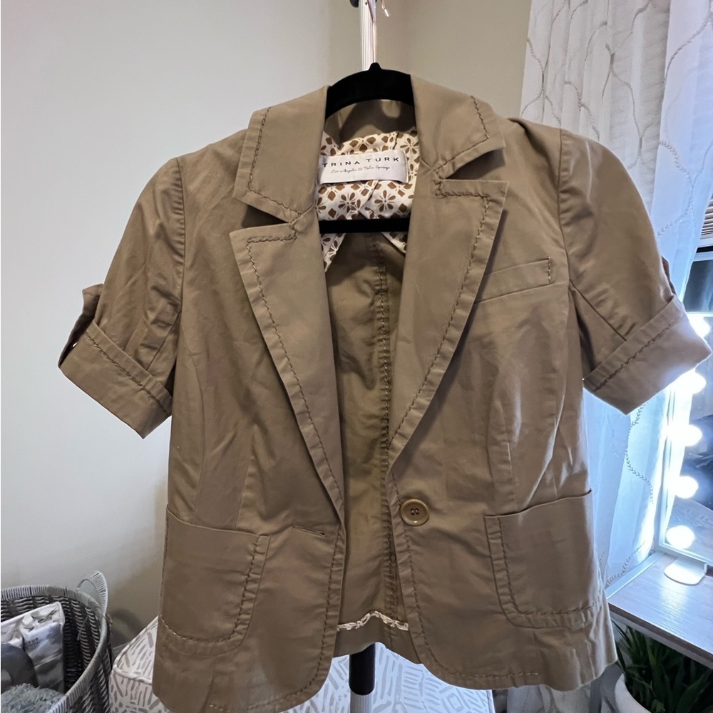 Trina Turk cropped short sleeve blazer.